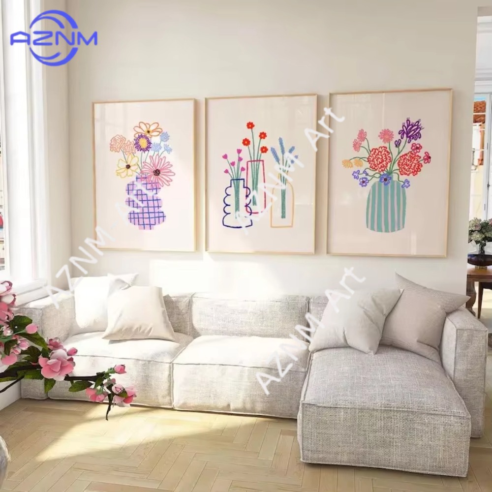 Florist Supply Vases - لوحة فنية جدارية قماشية بتصميم زهور