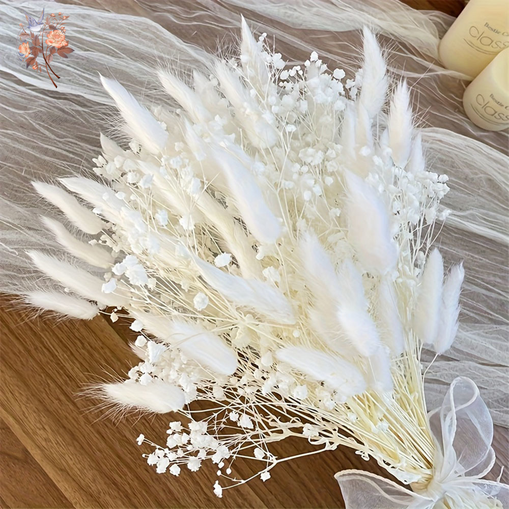 Dried Flower Bunch - 54 قطعة زهرة بيضاء مجففة باقة