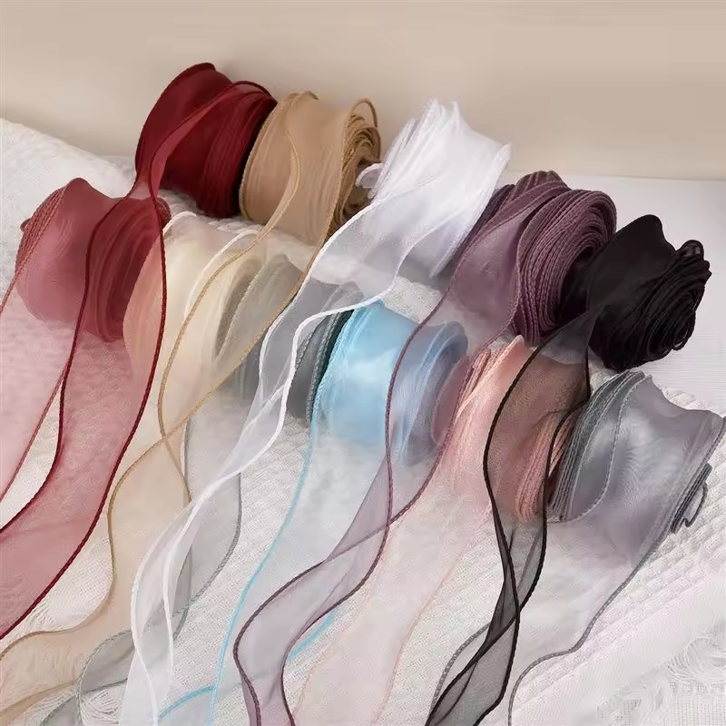 Ribbon Organza Roll - شريط شيفون شفاف 10 ياردات/لفة، أشرطة