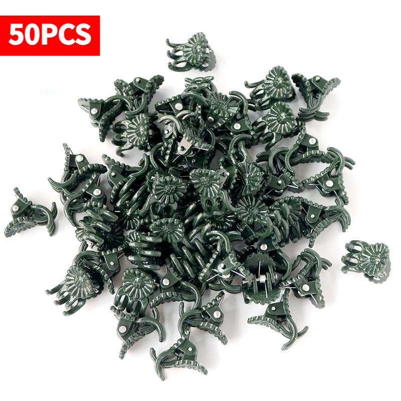 Florist Supply Bulk - 50 قطعة مشابك نباتات خضراء داكنة