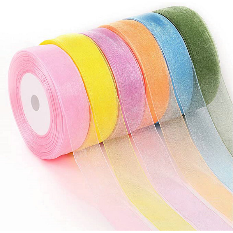 Ribbon Organza Roll - 50 ياردة/لفة الأورجانزا الشريط بالجملة هدية