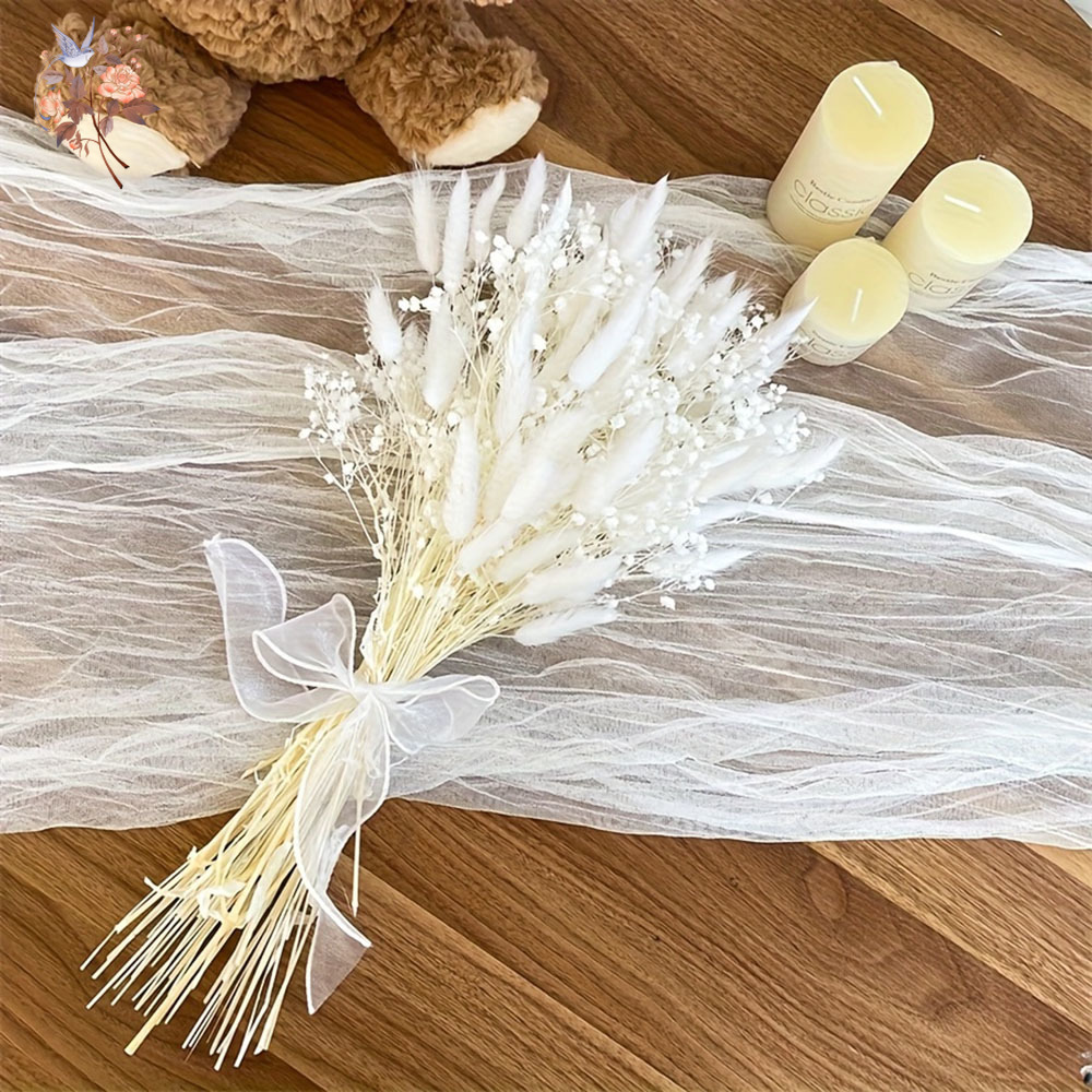 54 قطعة زهرة بيضاء مجففة باقة  - مراجعة Dried Flower Bunch وسعره