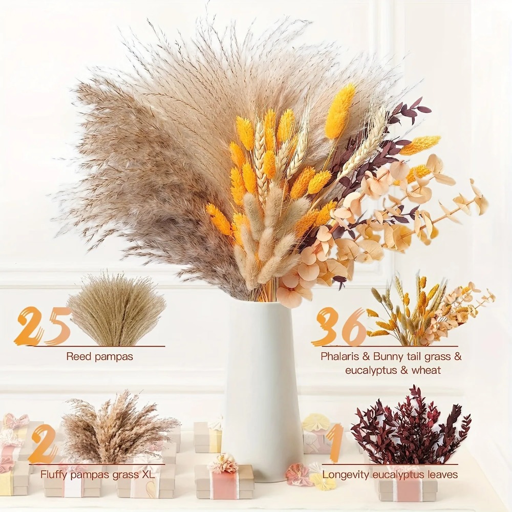 80 قطعة باقة الزهور المجففة ال - مراجعة Dried Flower Bunch وسعره